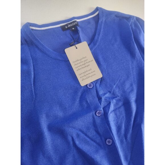 a jesdani Royal Blue Crew Neck Button Front Cardigan Sweater Women S - Picture 4 of 9